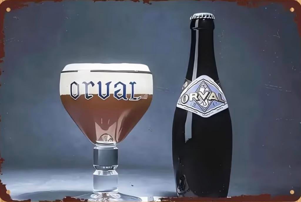 Metalen reclamebord Orval trappist 2 - retro vintage mancave, Verzamelen, Biermerken, Nieuw, Reclamebord, Plaat of Schild, Overige merken