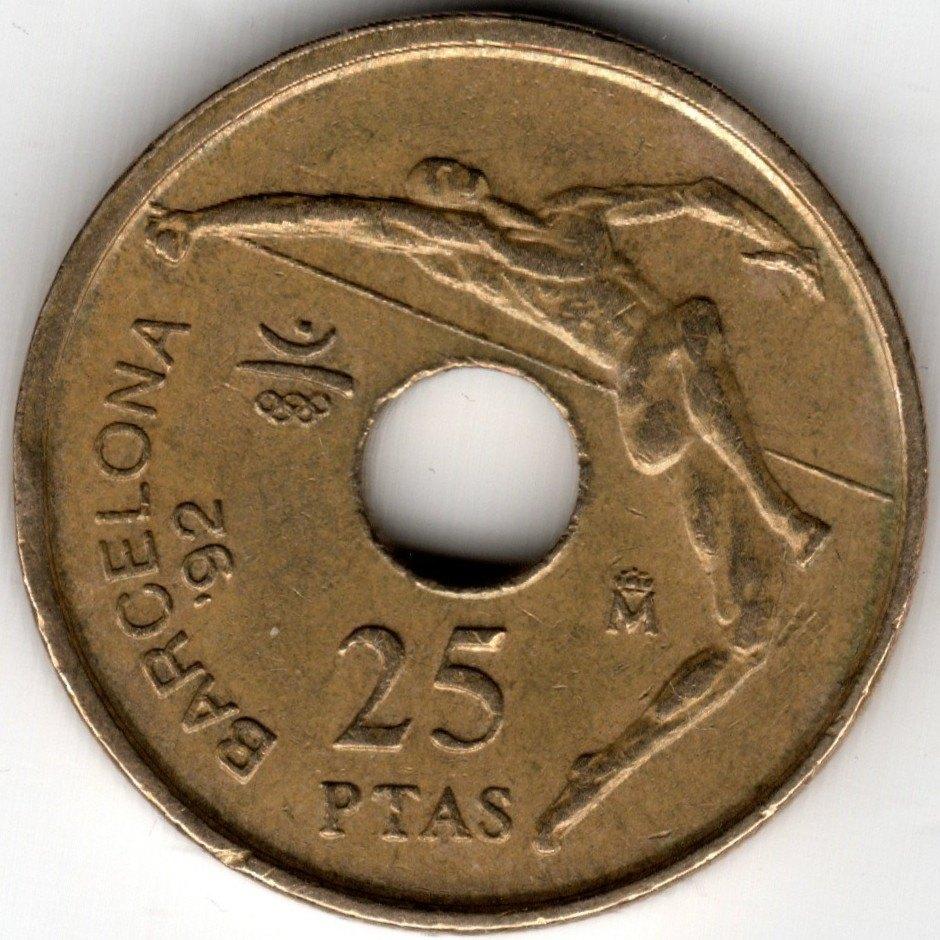 Espagne : 25 pesetas 1990 Saut en Hauteur KM #851 Ref 16467, Enlèvement ou Envoi, Autres pays, Monnaie en vrac
