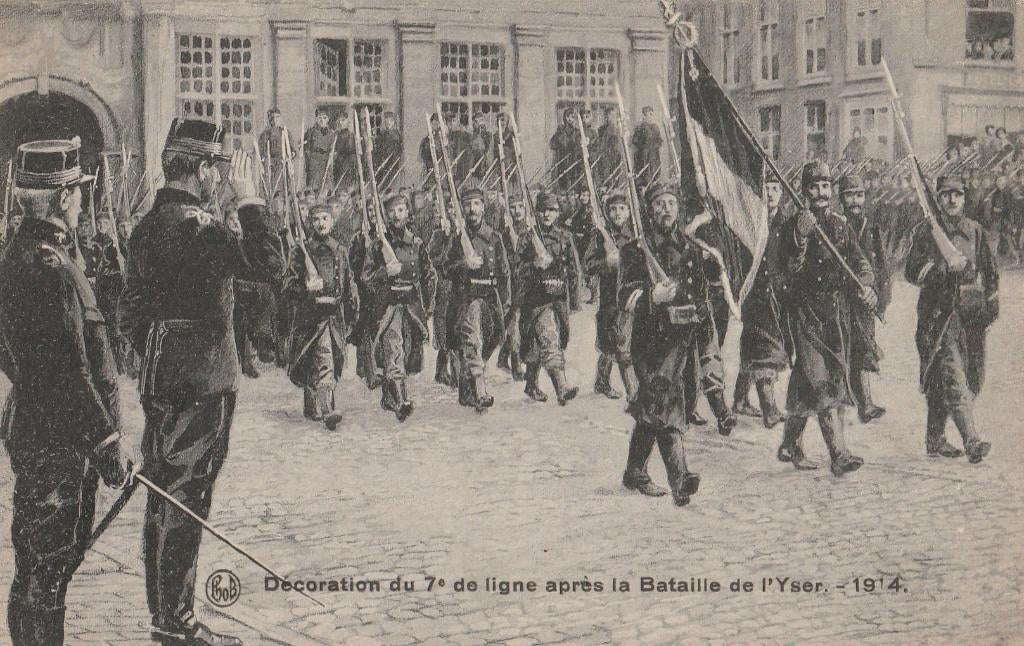 MILITAIR -  Decoratie 7é Ligne na de IJzer Veldslag in 1914, Verzamelen, Verzenden, Voor 1920, Ongelopen