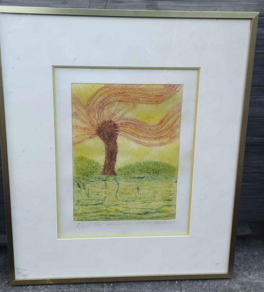 Eau forte thé musical Willow signe lise brachet, Antiquités & Art, Enlèvement ou Envoi, Numéroté