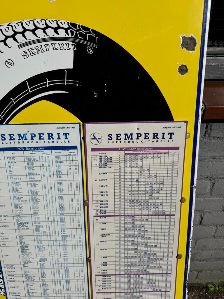 Panneau d'affichage émaillé pour pneus SEMPERIT, Enlèvement, Utilisé, Panneau publicitaire