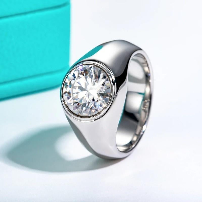Exclusieve ring met 4 Karaat Moissanite – 10 mm - 925 zilver, Bijoux, Sacs & Beauté, Bagues, Neuf, Femme ou Homme, Avec pierre précieuse