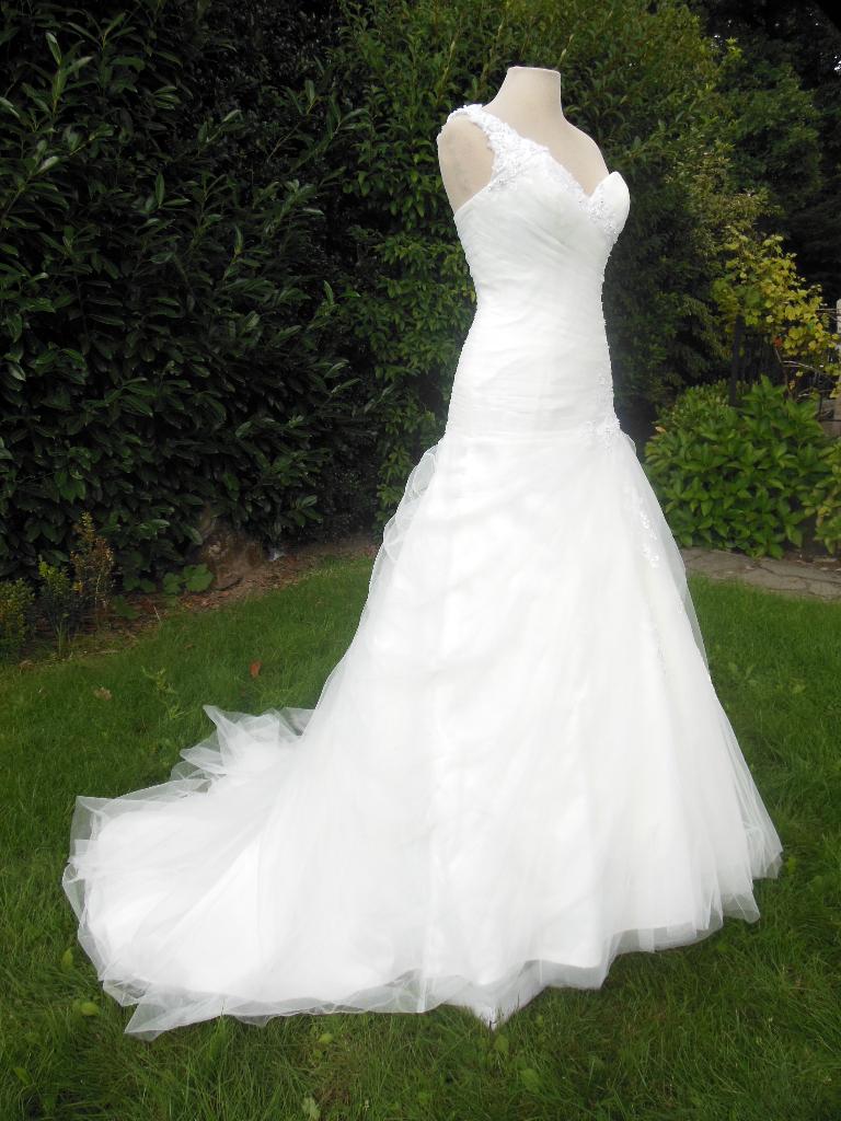 Organza trouwjurk - Maat S / 36 - Nooit gedragen, Blanc, Neuf, ANDERE, Enlèvement