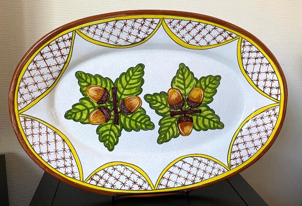 Handgesigneerde en beschilderde keramische schaal, Huis en Inrichting, Keuken | Servies, Ophalen, Keramiek, Zo goed als nieuw