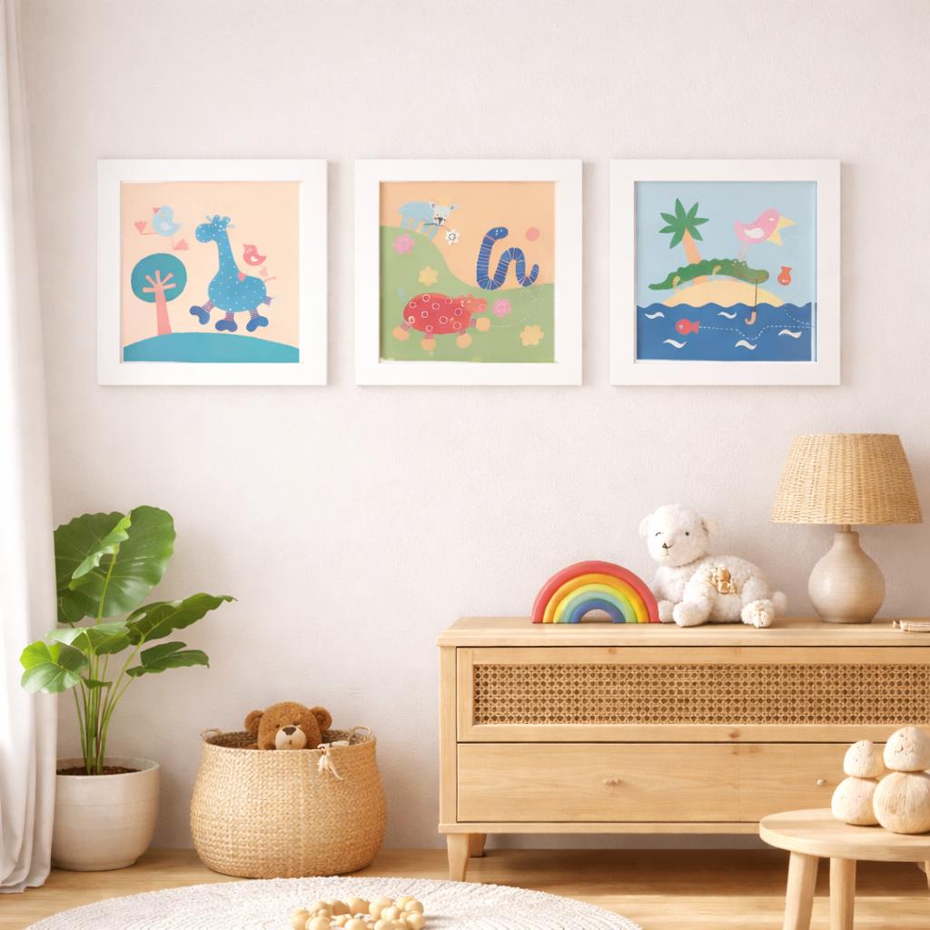 IKEA FANTASI BARNSLIG 1999 – Lot 3 cadres vintage, Enfants & Bébés, Enlèvement ou Envoi, Utilisé, Décoration murale