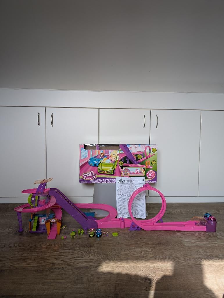 Polly Pocket - Race naar het winkelcentrum, Racebaan, Zo goed als nieuw, Overige aandrijving, Met looping