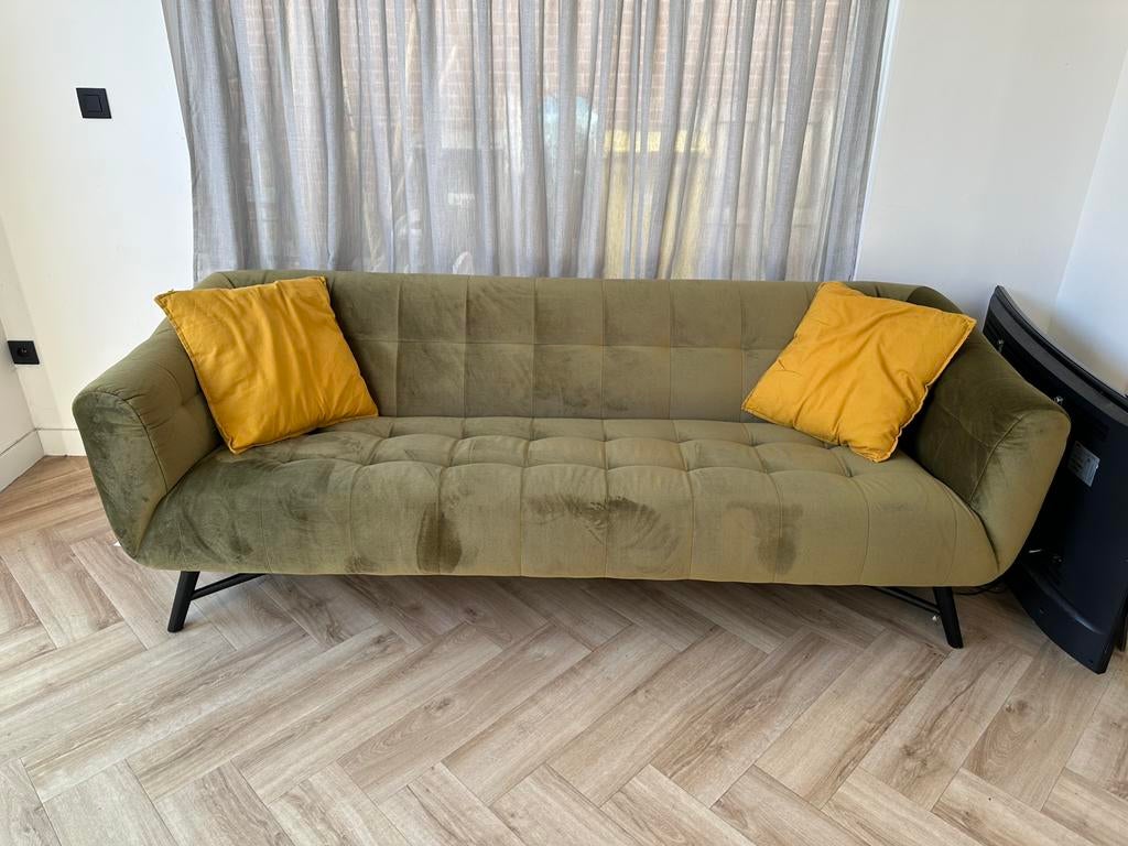 Canapé 3 places vert - vert olive, Maison & Meubles, Canapés | Salons, Comme neuf, Banc droit, Trois personnes, Tissus, Enlèvement