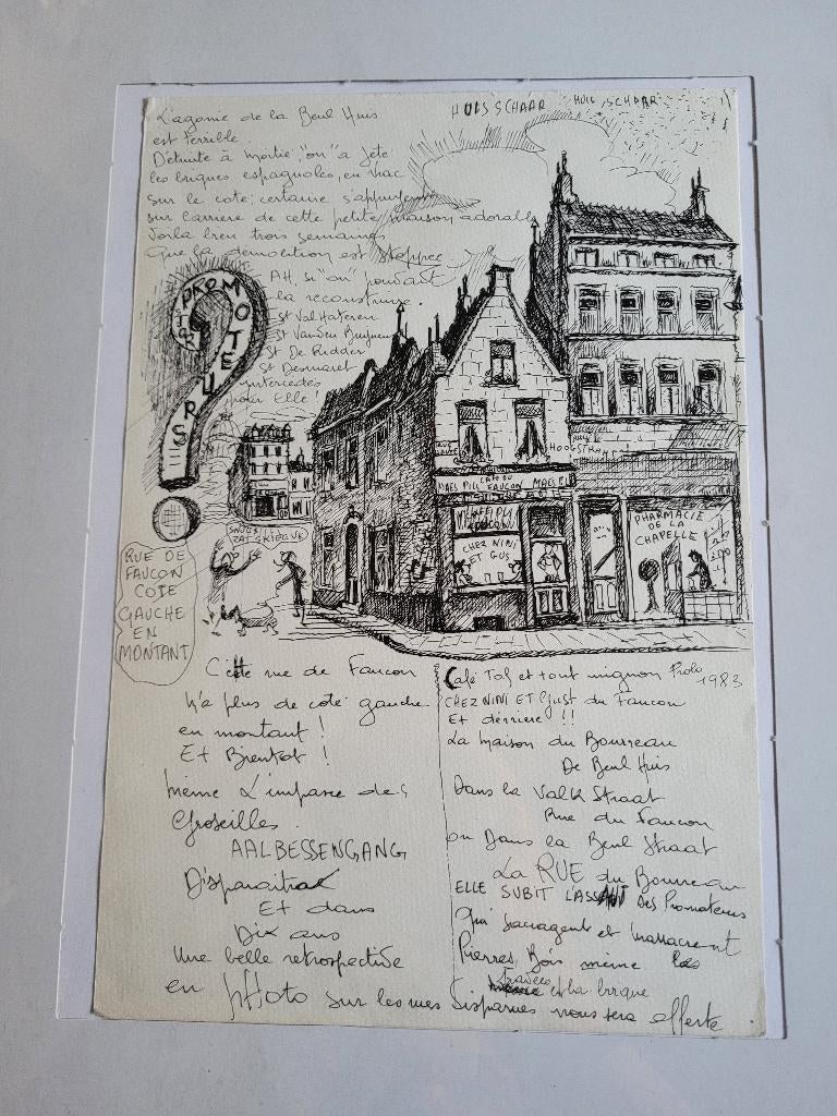 dessin encre de chine bruxelles prolo des marolles, Enlèvement ou Envoi