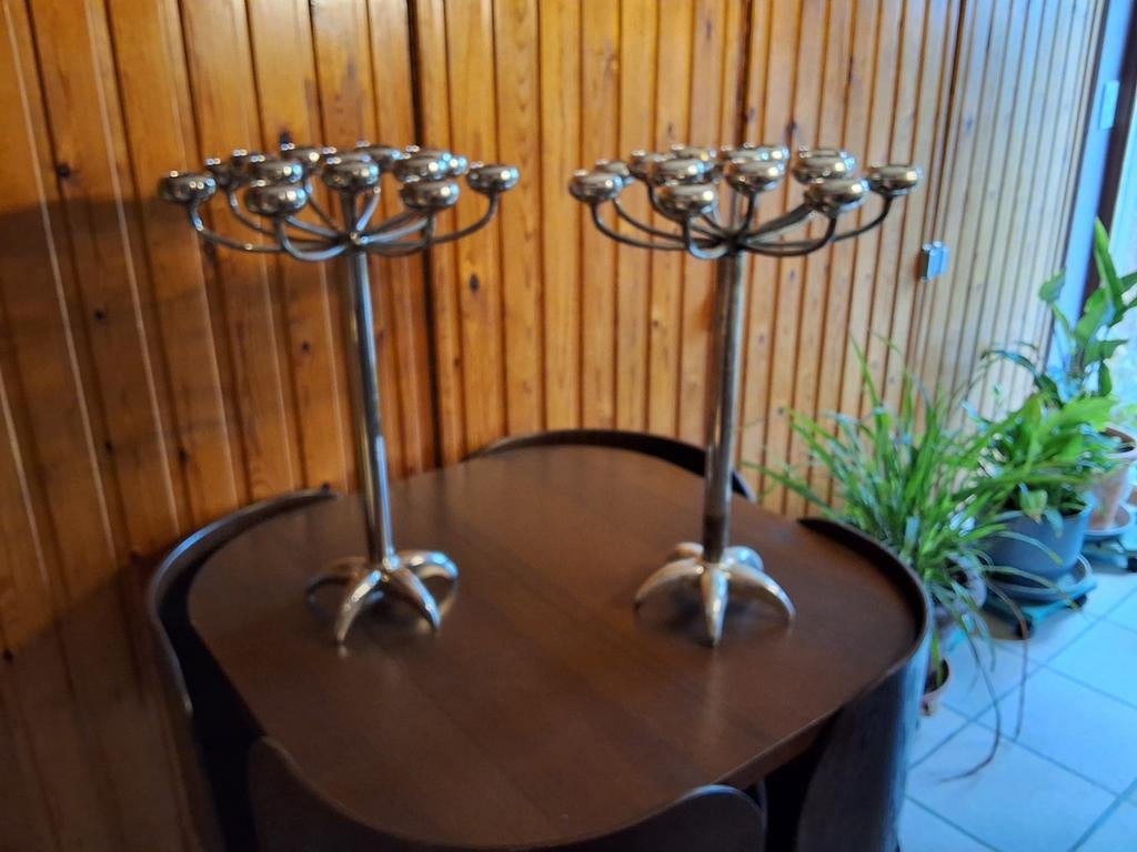 2 chandeliers Fink bougeoirs argenté  bougies chauffe-plat, Antiquités & Art, Enlèvement, Argent