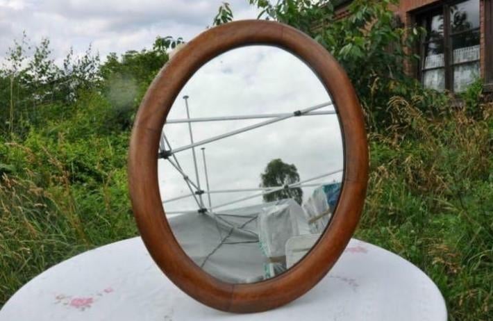 § miroir art deco bois merisier massif, Antiquités & Art, Enlèvement ou Envoi, Ovale