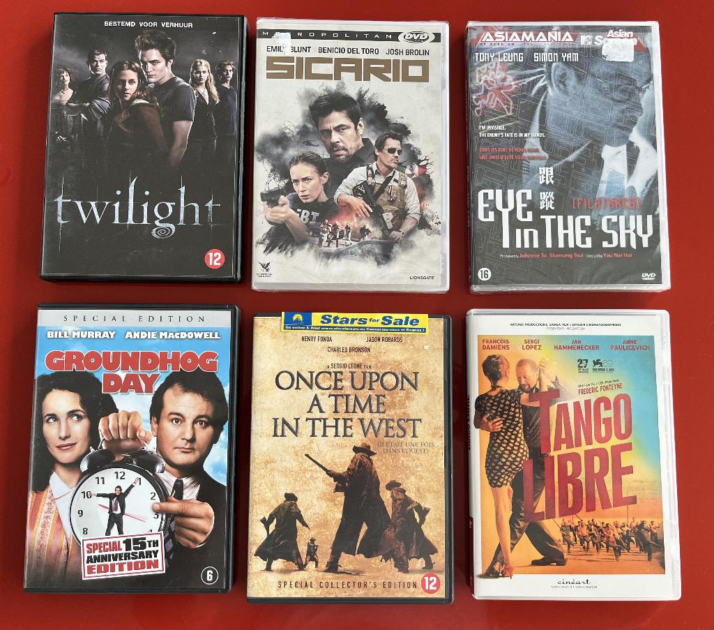 6 DVD: Twilight, Sicario, Eye in the Sky, Groundhog Day, ..., Cd's en Dvd's, Ophalen of Verzenden, Zo goed als nieuw