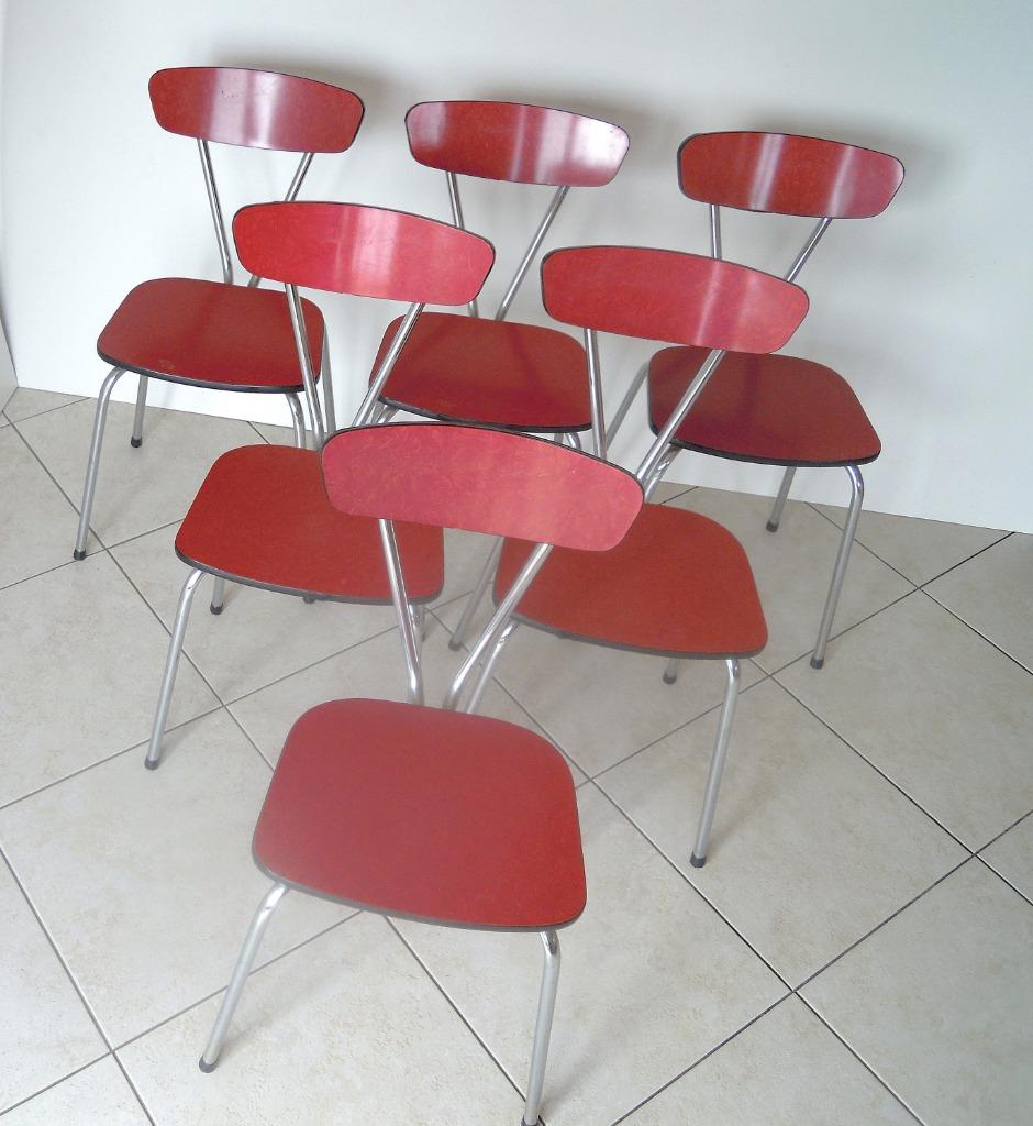 Vintage keukenstoelen met rode formica, Ophalen, Huis en Inrichting