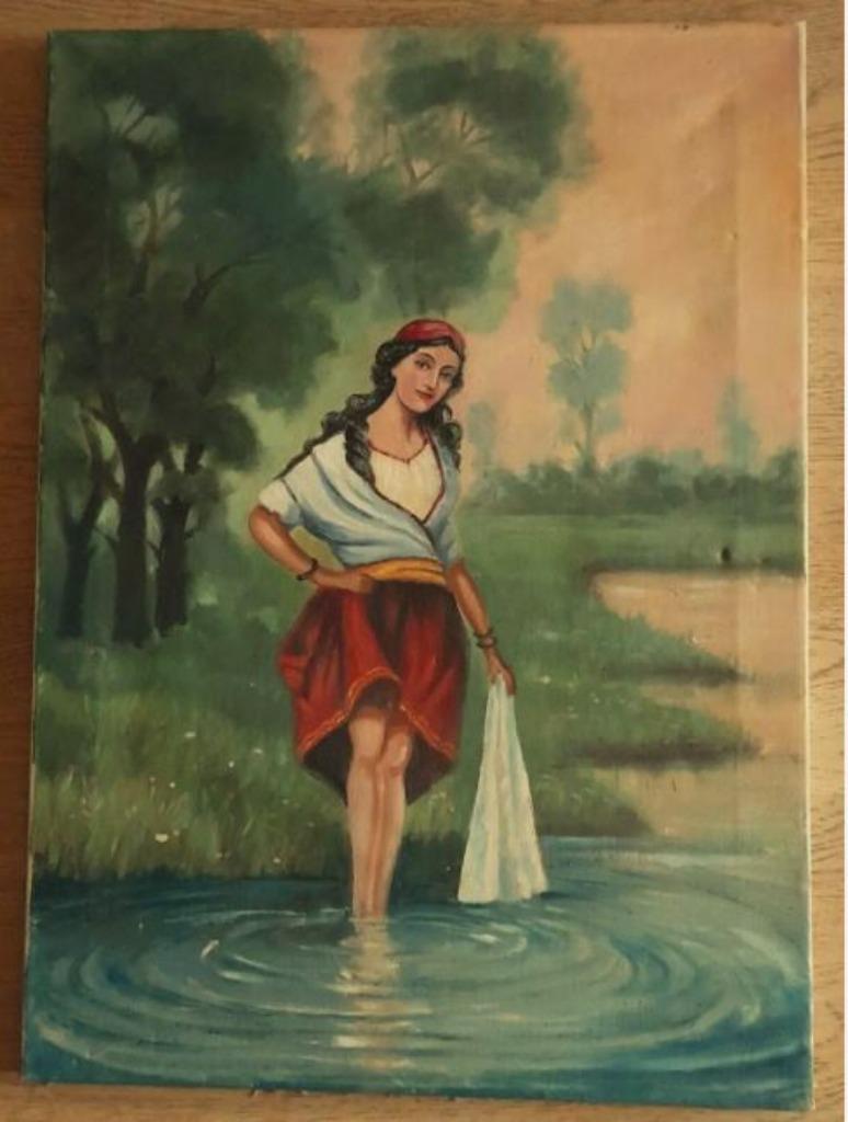 vintage schilderij `` Jonge Zigeunerin`` 50er jaren, Ophalen, Huis en Inrichting