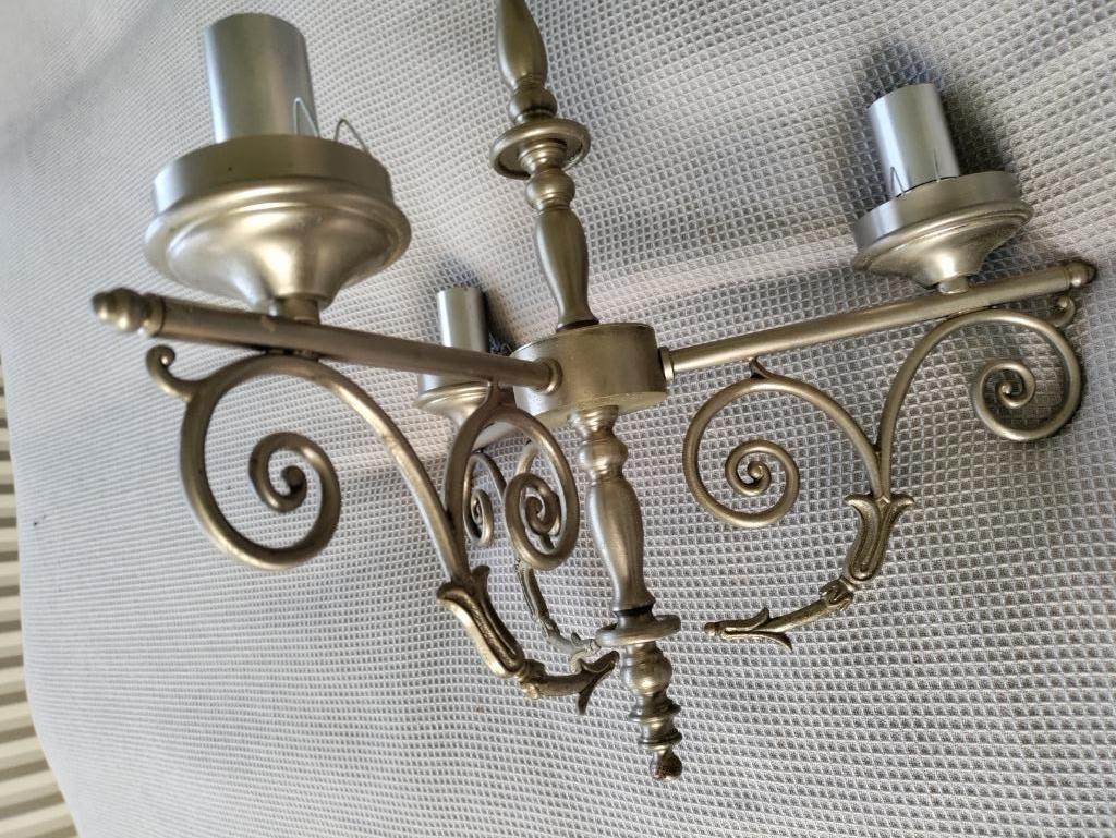 tinnen kroonluchter, Huis en Inrichting, Lampen | Kroonluchters, Ophalen, Gebruikt, Metaal, Antiek