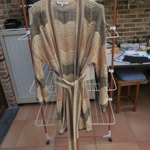 Lange gilet nieuw beige grijs strass knooplint Due Amanti  2, Kleding | Dames, Truien en Vesten, Maat 38/40 (M), Bruin, Nieuw