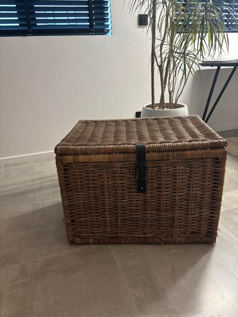 2x Rieten mand met gesp, Huis en Inrichting, Woonaccessoires | Schalen en Manden, Ophalen, Gebruikt, Mand, Vierkant