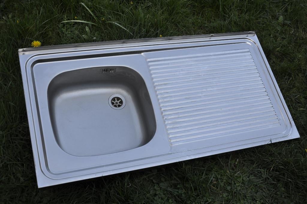 RVS spoelbak met overloop, Huis en Inrichting, Ophalen, Gebruikt, 50 tot 100 cm, Minder dan 100 cm