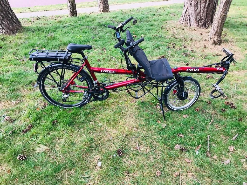 Tandem E-Hase Pino avec châssis divisé à vendre., Vélos & Vélomoteurs, Vélos | Tandems, Utilisé, Pliable, Enlèvement ou Envoi