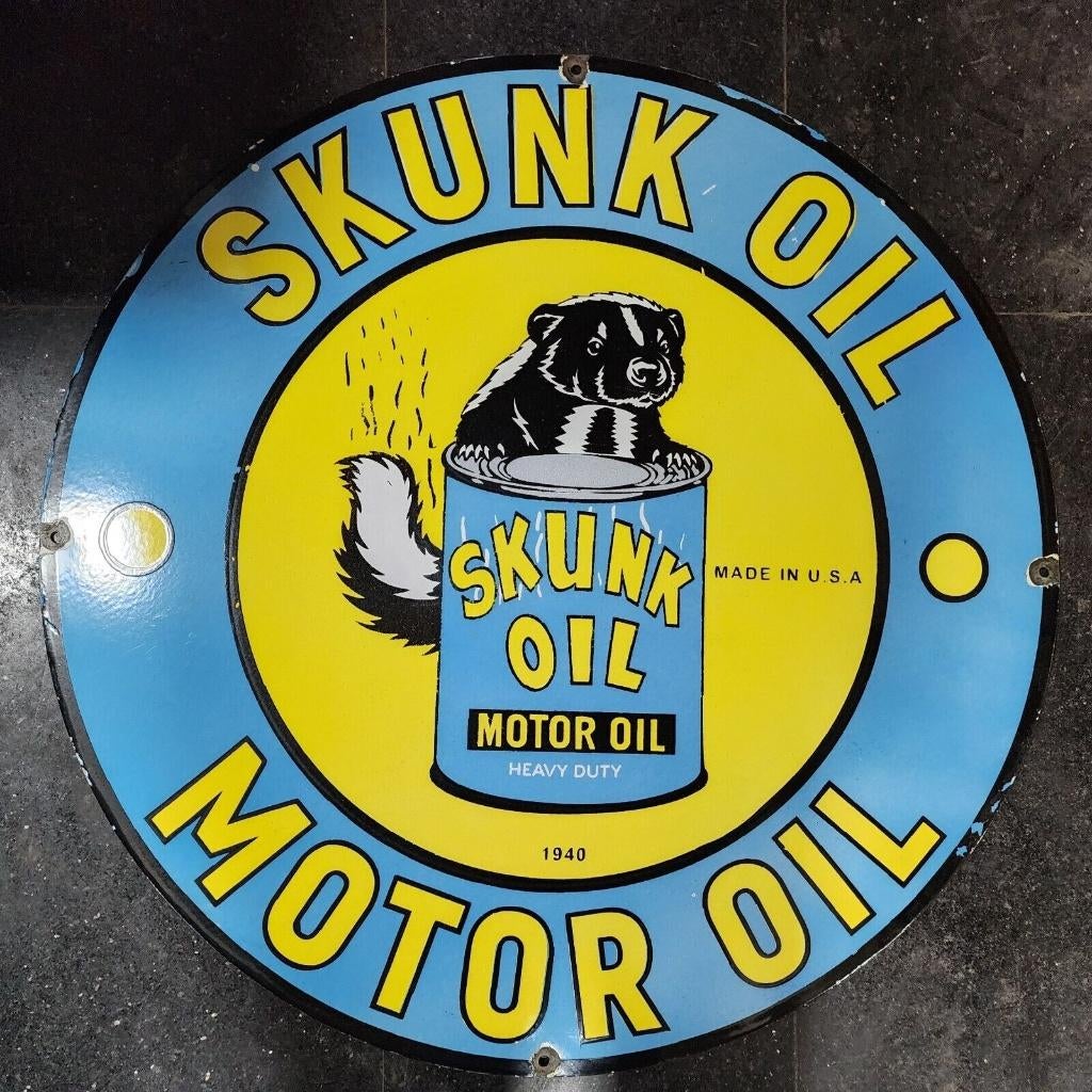 Plaque émaillée SKUNK oil, Verzamelen, Ophalen of Verzenden, Gebruikt, Reclamebord