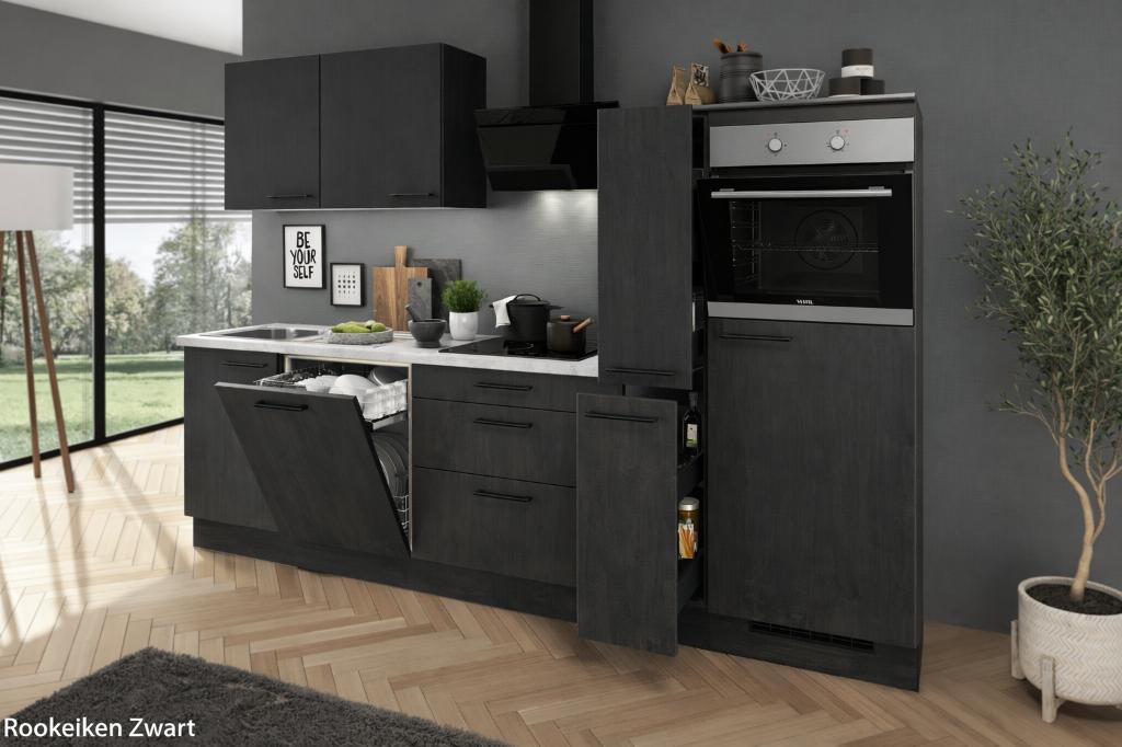 Nieuwe zwarte eiken kleur moderne keuken incl apparaten