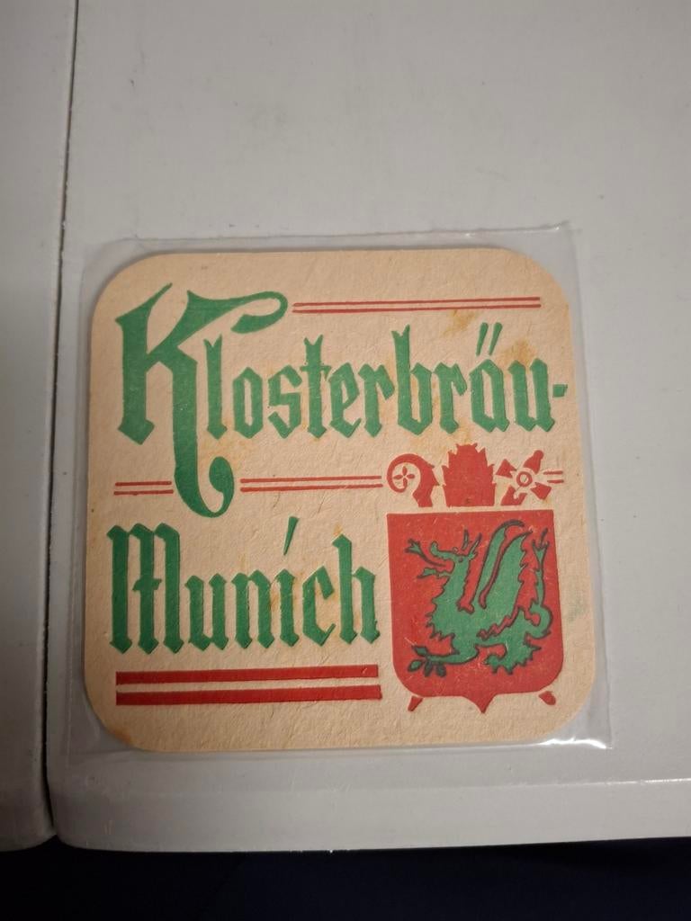 Oud bierviltje klosterbrau munich br lepique malmedy, Ophalen of Verzenden