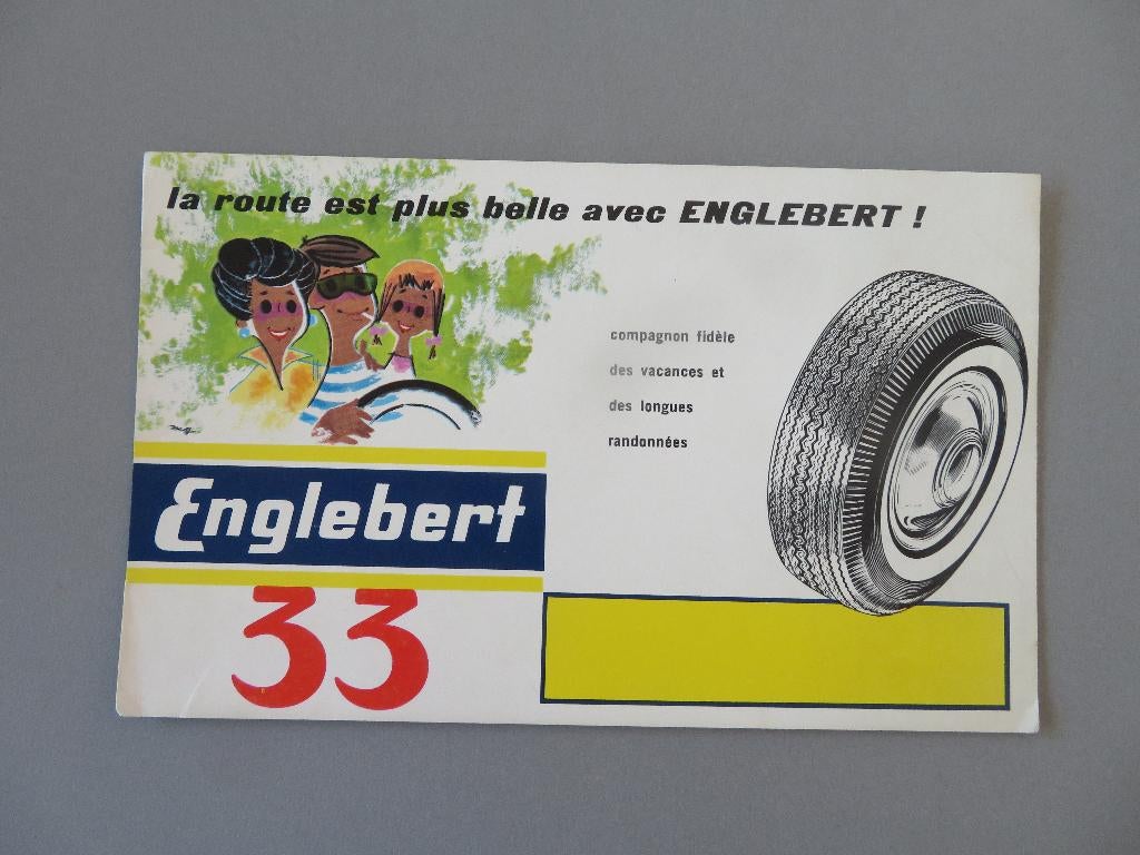 vloeipapier buvard autobanden Englebert 33, Collections, Marques & Objets publicitaires, Enlèvement ou Envoi, Comme neuf, Ustensile