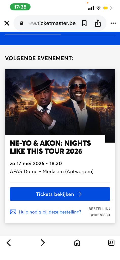 Ne-yo & Akon concert tickets, Tickets en Kaartjes