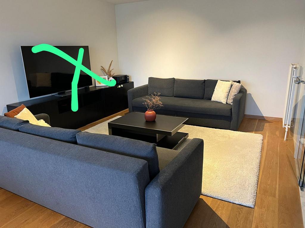 2 IKEA FRIHETEN zetels + salontafel + groot tapijt, Maison & Meubles, Enlèvement, Utilisé, Tissus, Modern