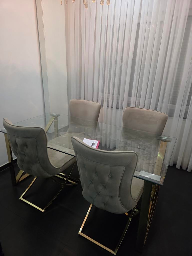 Tafel met 4 gouden stoelen, Huis en Inrichting, Ophalen of Verzenden