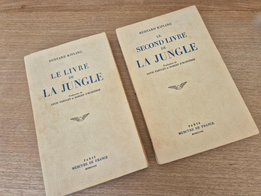 2 livres anciens de 1948 - le livre de la jungle, Enlèvement ou Envoi, Fiction, Utilisé, Rudyard Kipling