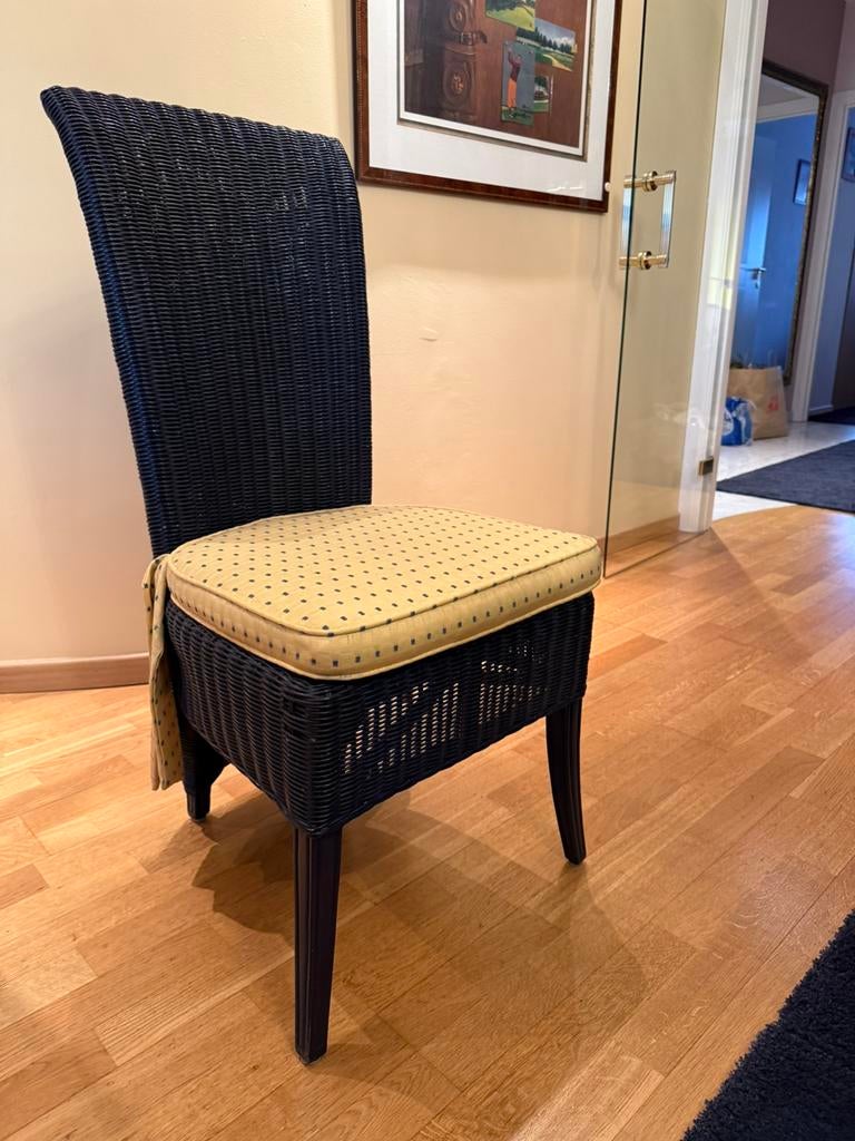 Elegante wicker stoel met kussen – Ambiente (6 stuks), Huis en Inrichting, Stoelen, Ophalen, Zo goed als nieuw, Stof