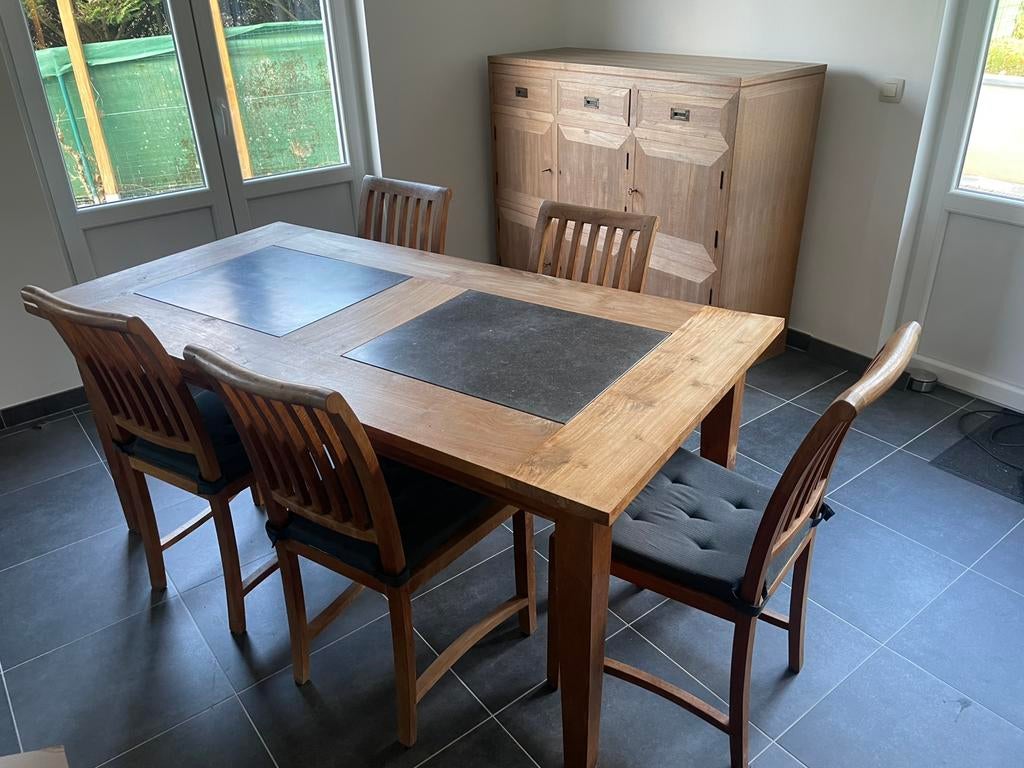 Table et chaises teck, Maison & Meubles, Enlèvement, Comme neuf