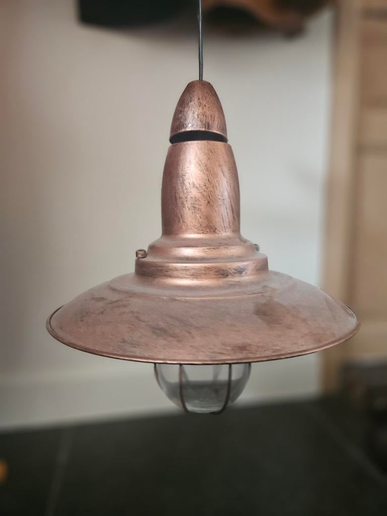 Hanglamp bruin en glas, Huis en Inrichting, Lampen | Hanglampen, Ophalen, Glas