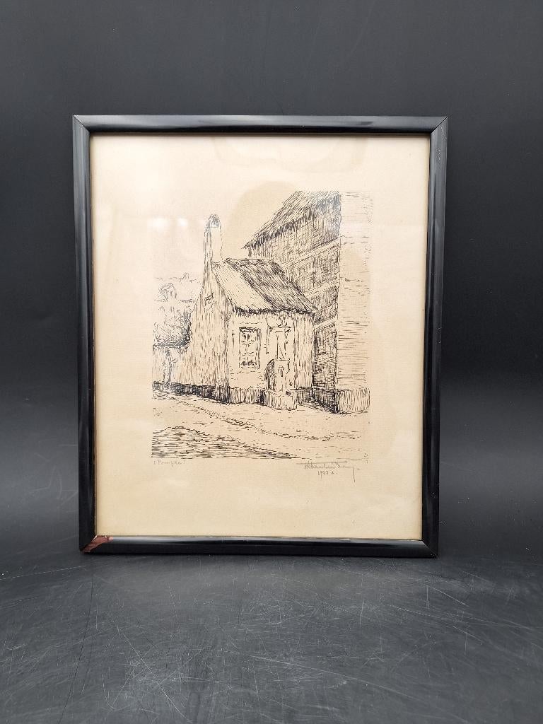 oud klein schilderijtje, 't pompke! 1948, Antiek en Kunst, Ophalen of Verzenden