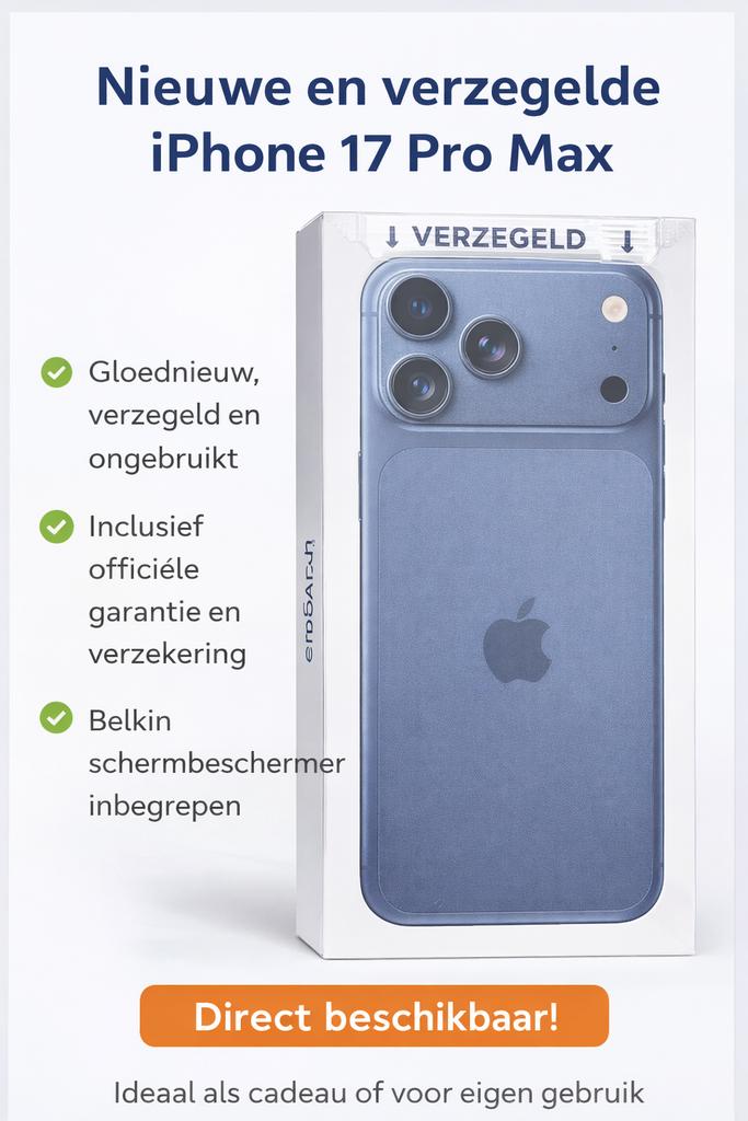 Nieuwe iPhone 17 Pro Max, Télécoms, Téléphonie mobile | Apple iPhone, Autres modèles, Enlèvement, Sans abonnement, Sans simlock