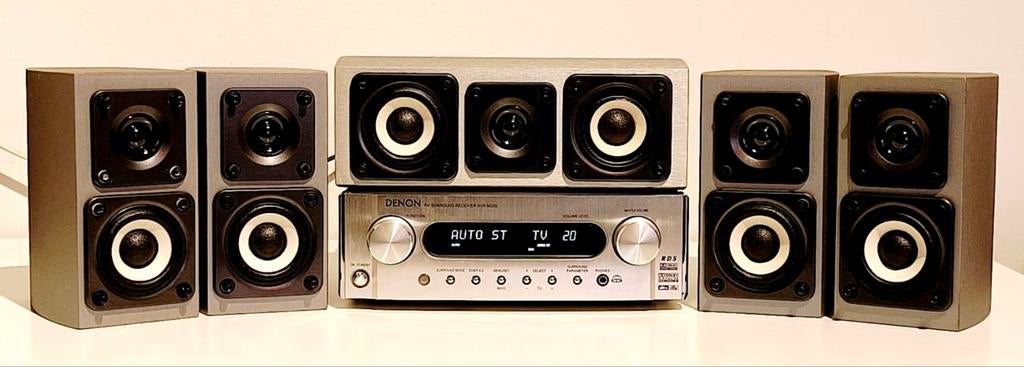 Mini ampli 5.1 Denon + 5 enceintes - 5X80 Watts, TV, Hi-fi & Vidéo, Amplificateurs & Ampli-syntoniseurs, Comme neuf, 60 à 120 watts
