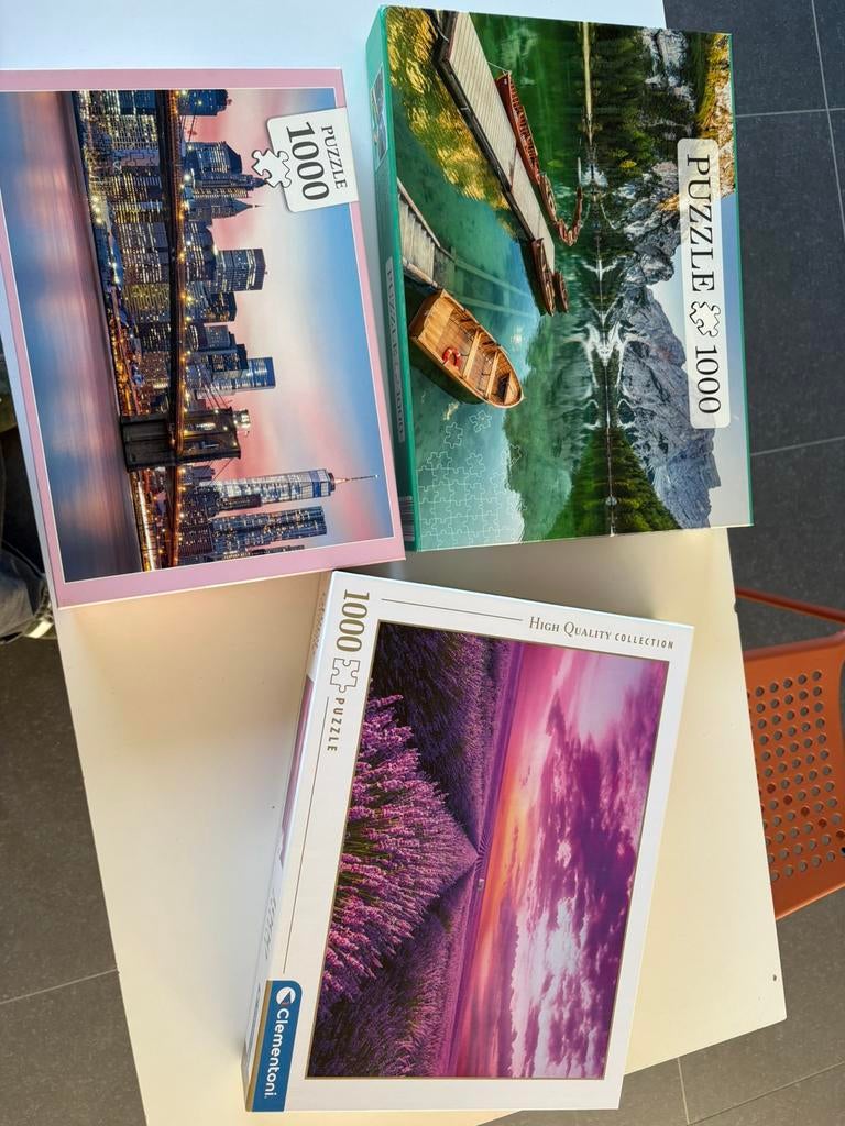 3 puzzels 1000 stukjes, Hobby en Vrije tijd, Ophalen, 500 t/m 1500 stukjes, Zo goed als nieuw, Legpuzzel