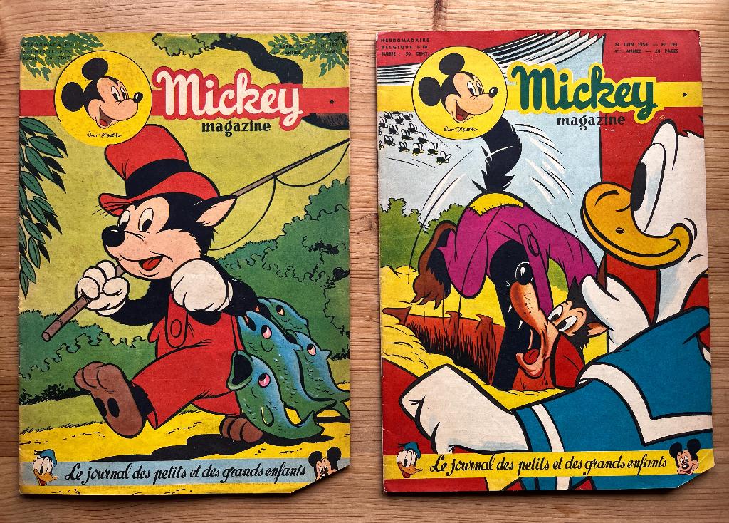 2 Mickey Magazine 1954, Plusieurs BD, Enlèvement ou Envoi, WALT DISNEY, Comme neuf