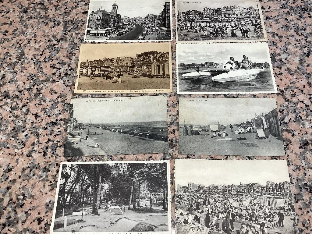 Lot 8 oude postkaarten DE PANNE kust zee, Ophalen of Verzenden, 1920 tot 1940, Gelopen, West-Vlaanderen