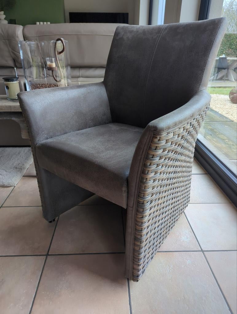 Stoel met Alcantara stof op wieltjes, 6 stuks, Maison & Meubles, Chaises, Enlèvement, Tissus