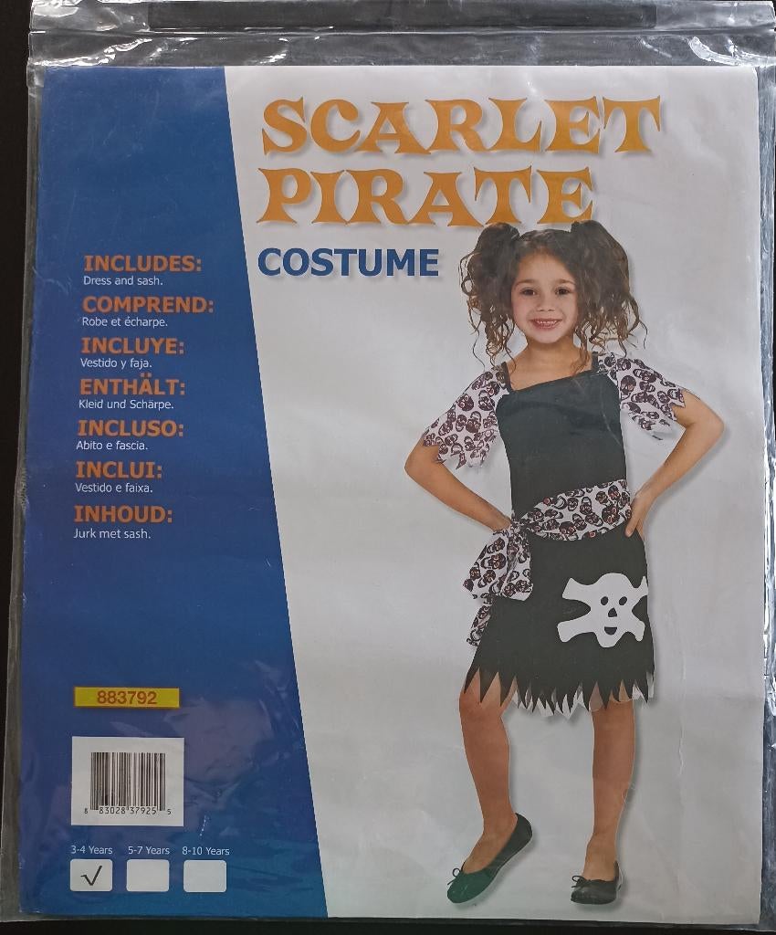 Déguisement de Pirate Fille (3-4 ans), Enlèvement, Utilisé, 104 ou plus petit, Fille