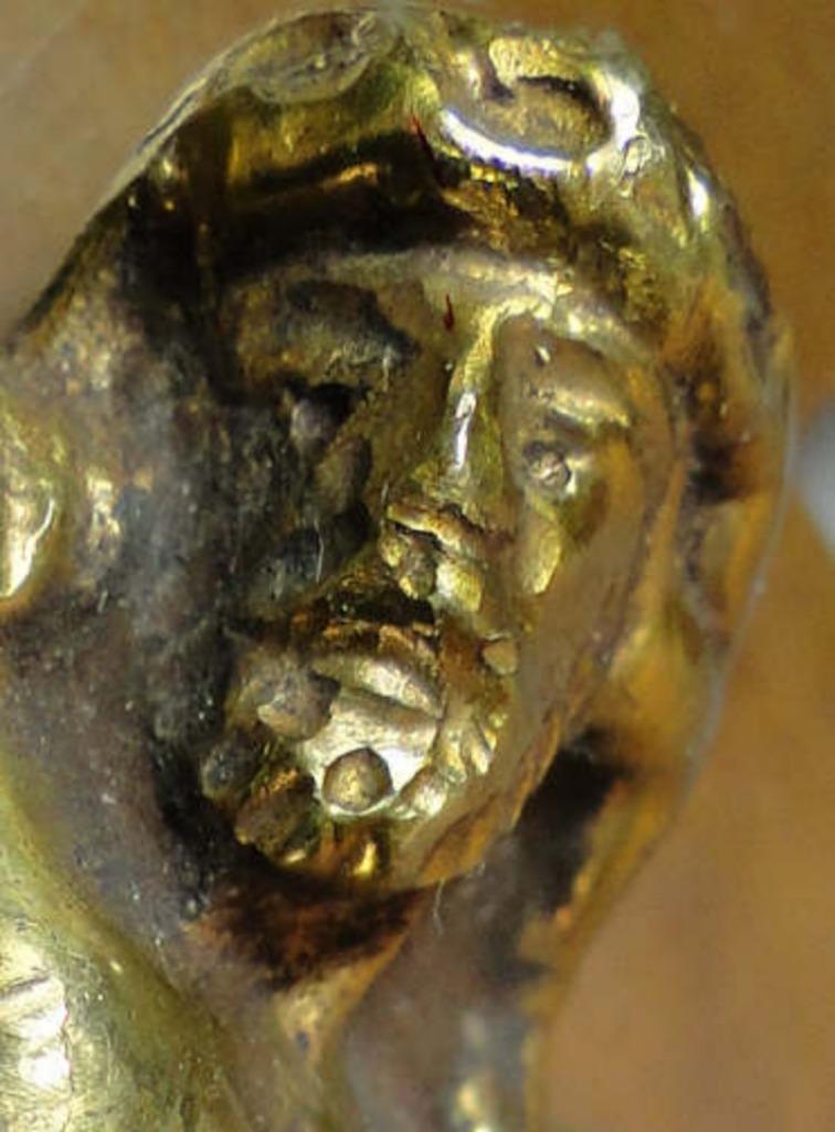 antieke crucifix in metaal, Antiek en Kunst, Ophalen of Verzenden