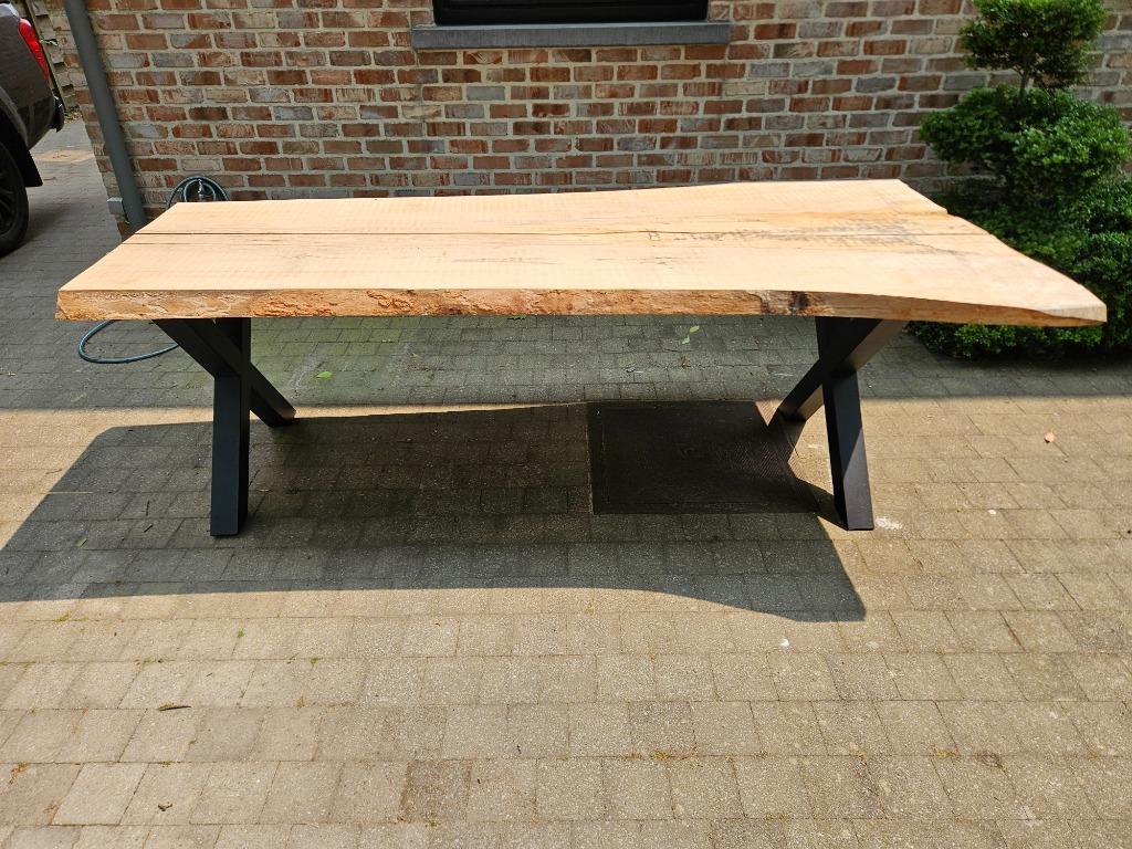 eettafel/ tuintafel boomstam, Huis en Inrichting, Tafels | Eettafels, Ophalen, 50 tot 100 cm, Vijf personen of meer, Rechthoekig