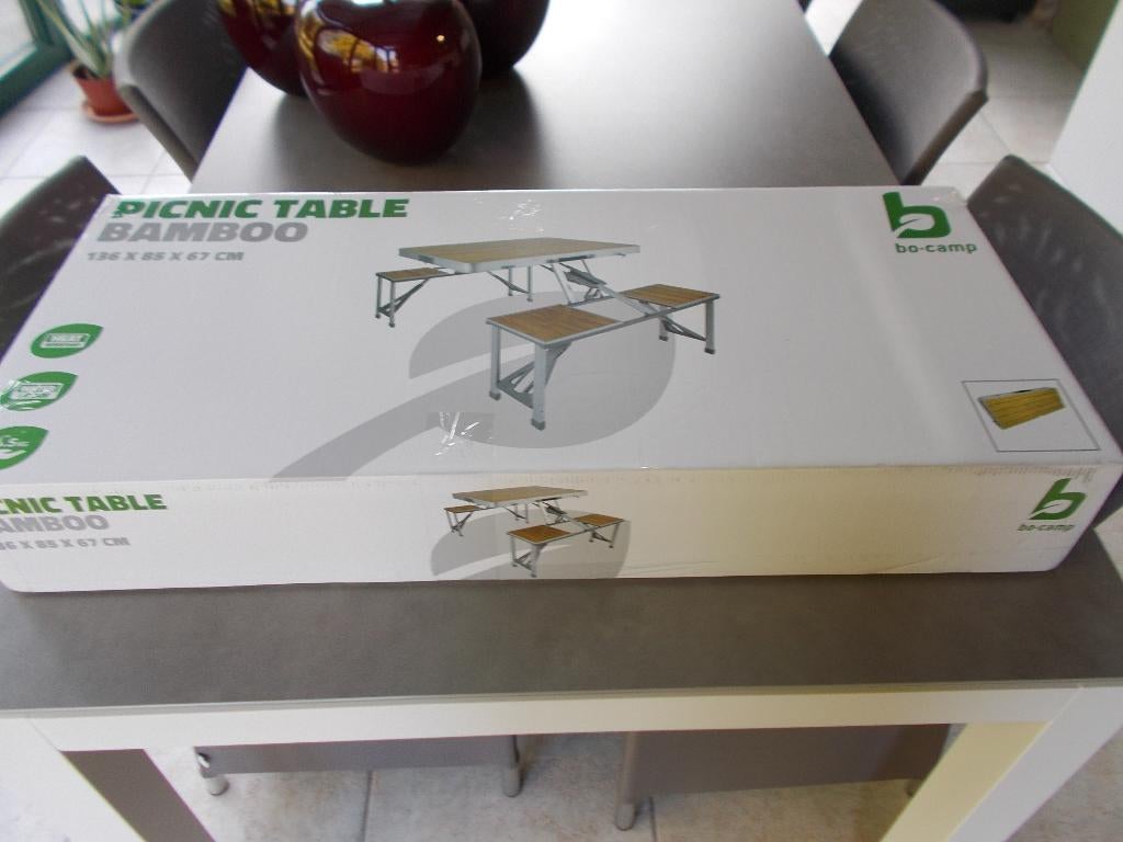 picknicktafel bamboo van merk bopal opplooibaar, Caravans en Kamperen, Kampeermeubelen, Nieuw, Campingtafel, Ophalen