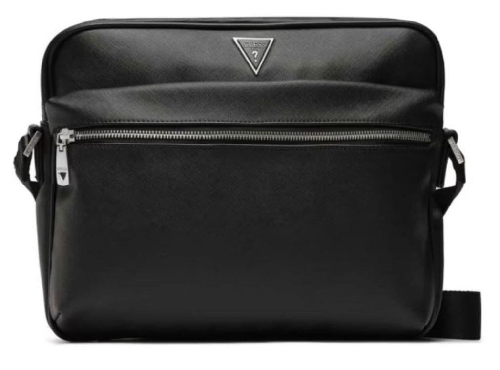 Guess Saffiano Smart Schoudertas voor Heren, €55 korting!!!, Overige merken, Zwart, Nieuw, Ophalen of Verzenden