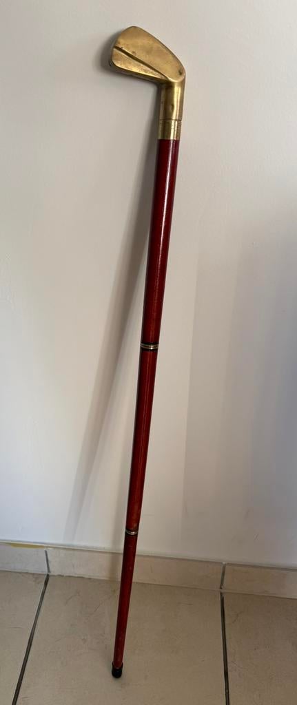 Canne de marche demontable en 4 en bois brun avec tete golf, Enlèvement, Pliable, Utilisé
