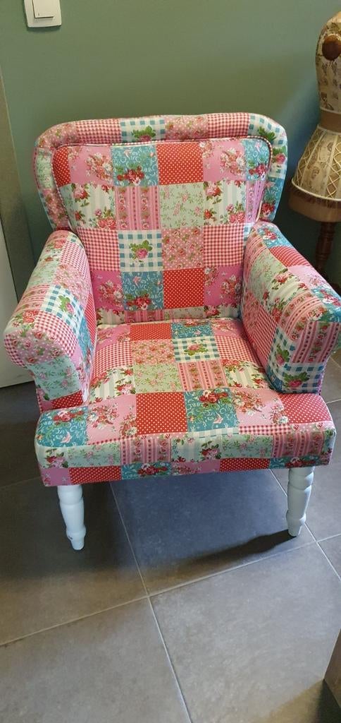 Heel mooie patchwork zetel merk J-Line, zie beschrijving!, Maison & Meubles, Fauteuils, Enlèvement, Utilisé