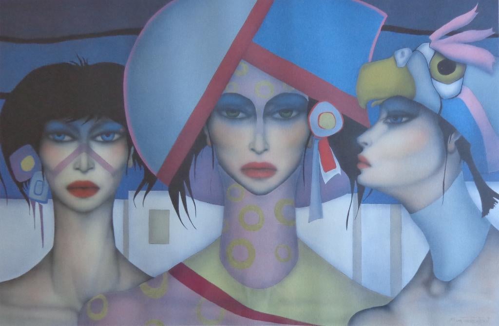 JEF VAN TUERENHOUT / FIGURATIE / KLEUROFFSET / 50x69cm KADER, Antiek en Kunst, Kunst | Litho's en Zeefdrukken, Ophalen of Verzenden