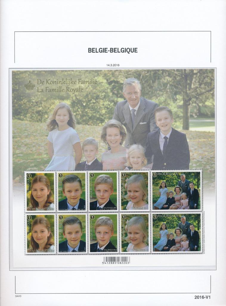 Jaar 2016 België supplement 1d, op gratis DAVO Luxe, Postzegels en Munten, Postzegels | Europa | België, Verzenden, Postfris, Postfris