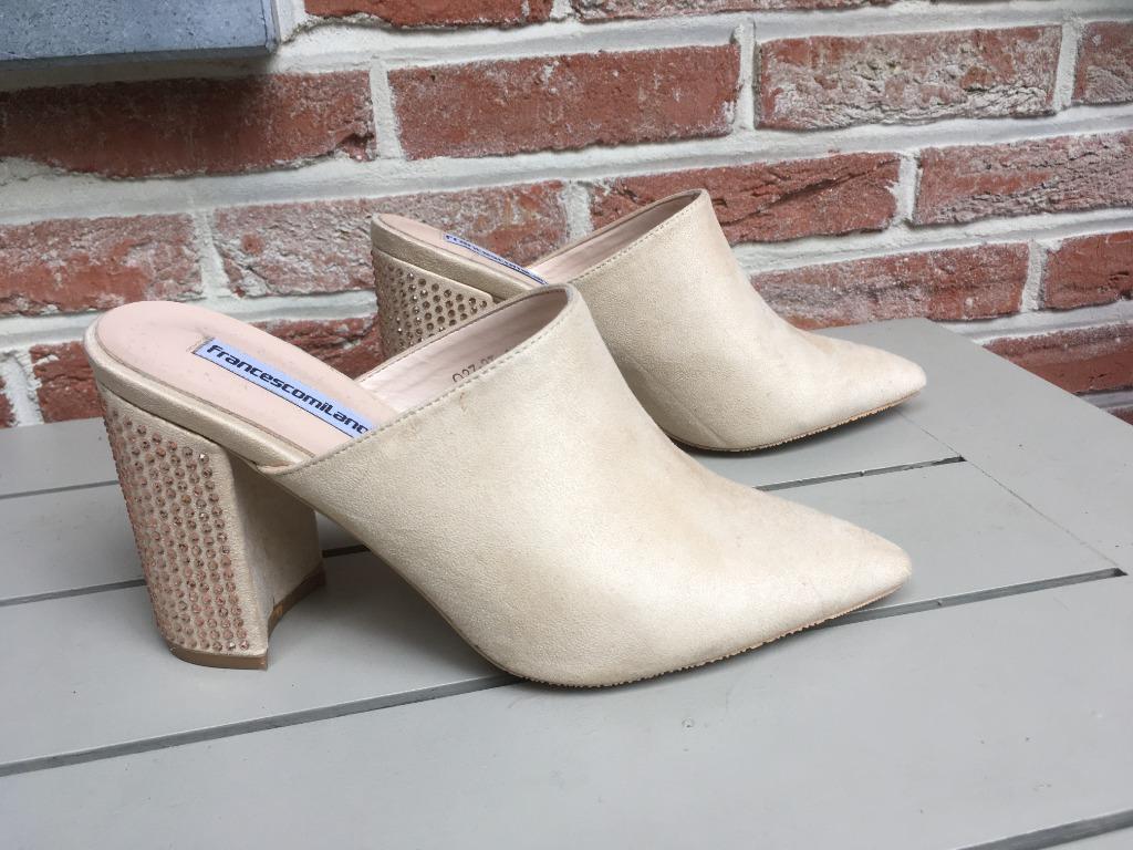 Francesco Milano beige instappers met strass - 39, Ophalen of Verzenden, Zo goed als nieuw, Francesco Milano, Instappers